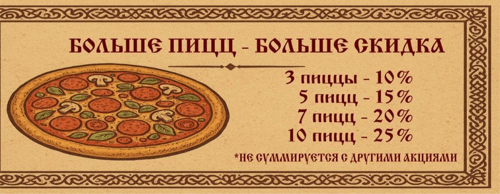 скидка от количества пицц